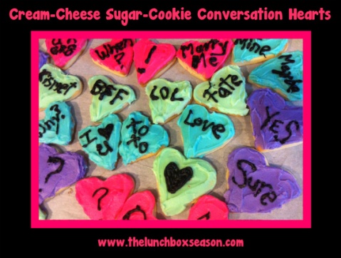 cream cheese sugar cookie conversation hearts